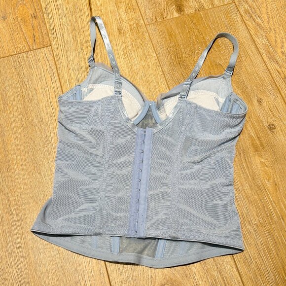 Vintage Blue Floral Corset Top Mesh Embroidery Small - Picture 2 of 3